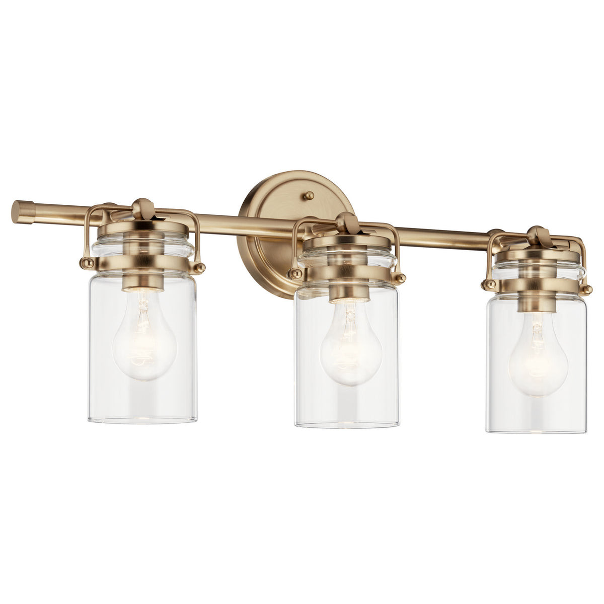 KICHLER 45689CPZ Brinley 24" 3 Light Vanity Light With Clear Glass In Champagne Bronze