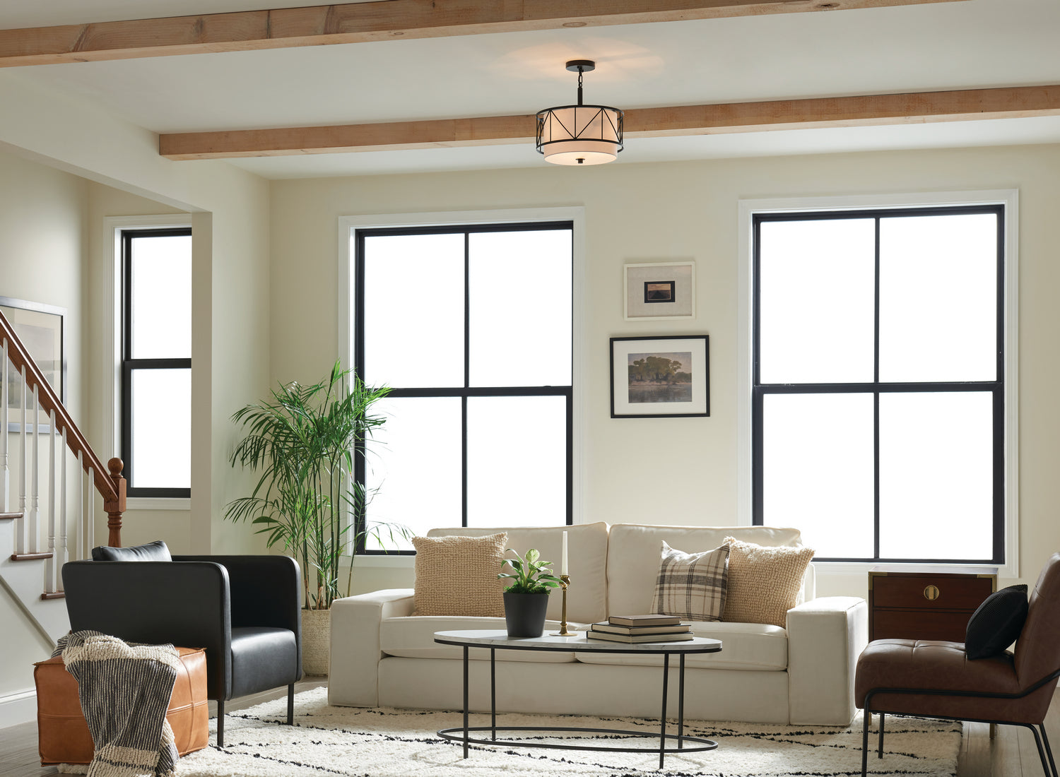 KICHLER 52074BK Birkleigh 14" 3 Light Pendant/Semi Flush Black