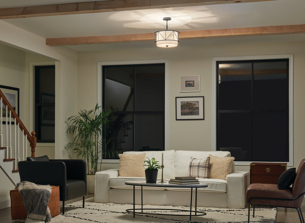KICHLER 52074BK Birkleigh 14" 3 Light Pendant/Semi Flush Black