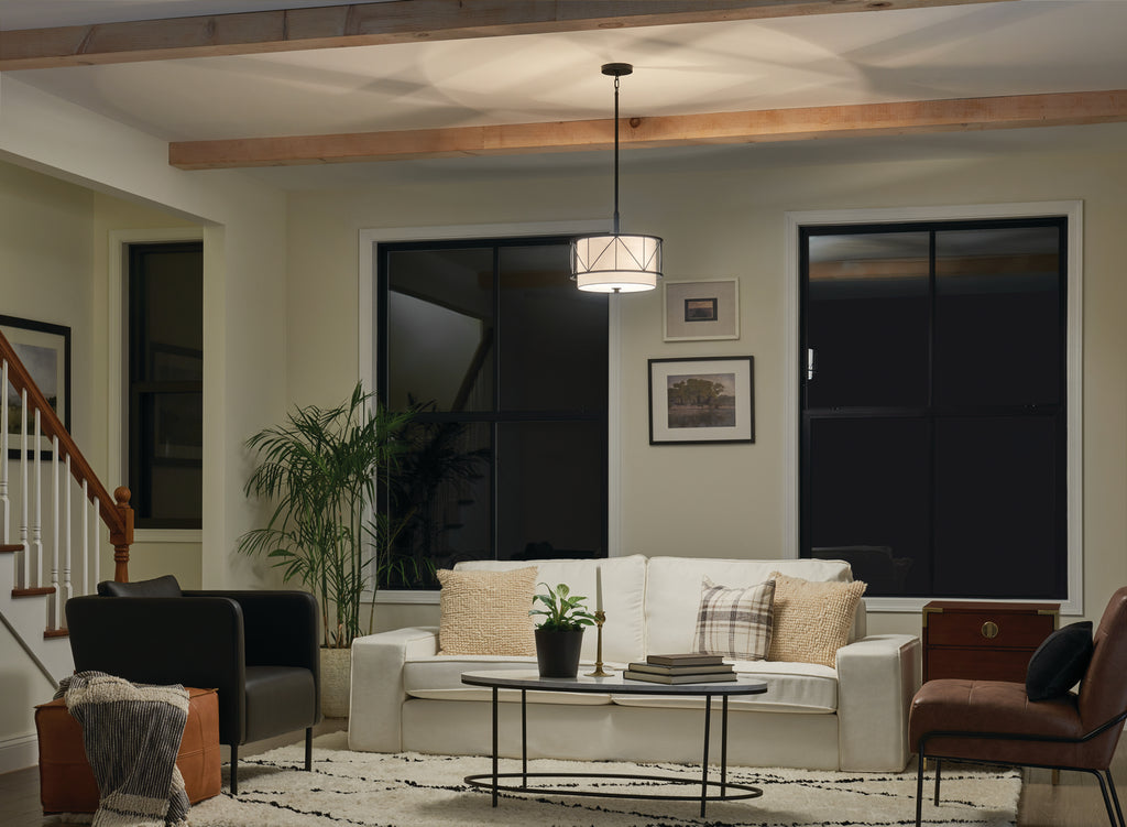 KICHLER 52074BK Birkleigh 14" 3 Light Pendant/Semi Flush Black