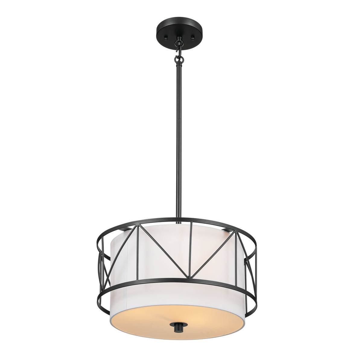 KICHLER 52074BK Birkleigh 14" 3 Light Pendant/Semi Flush Black