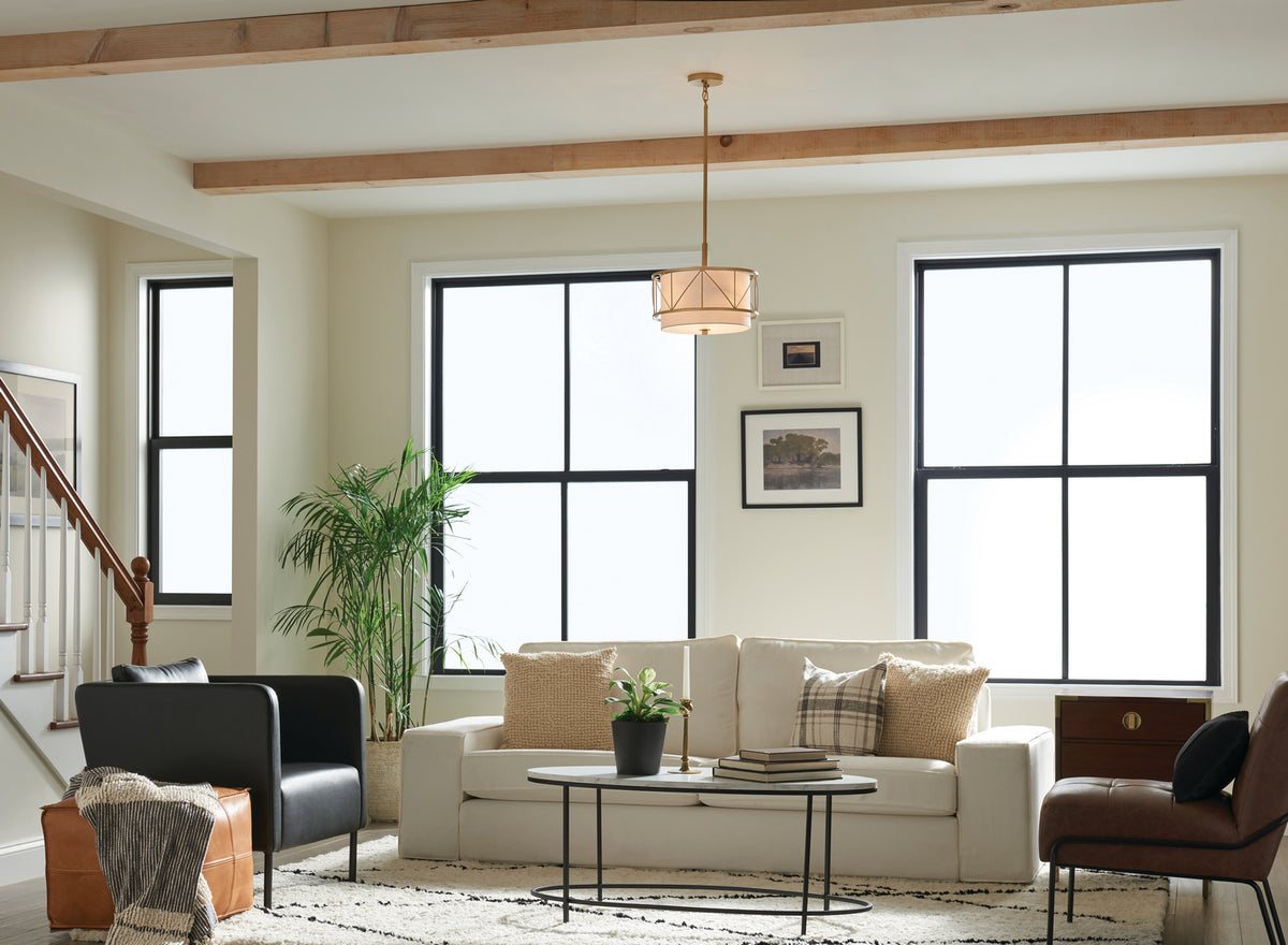 KICHLER 52074CLG Birkleigh 14" 3 Light Pendant/Semi Flush Classic Gold