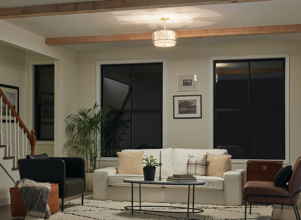 KICHLER 52074CLG Birkleigh 14" 3 Light Pendant/Semi Flush Classic Gold