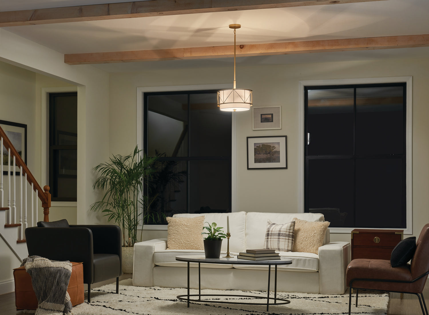 KICHLER 52074CLG Birkleigh 14" 3 Light Pendant/Semi Flush Classic Gold