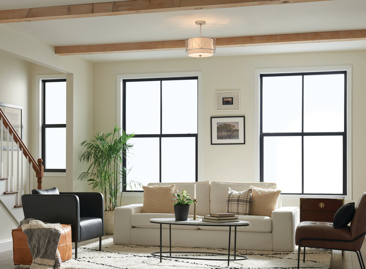 KICHLER 52074SN Birkleigh 14" 3 Light Pendant/Semi Flush Satin Nickel