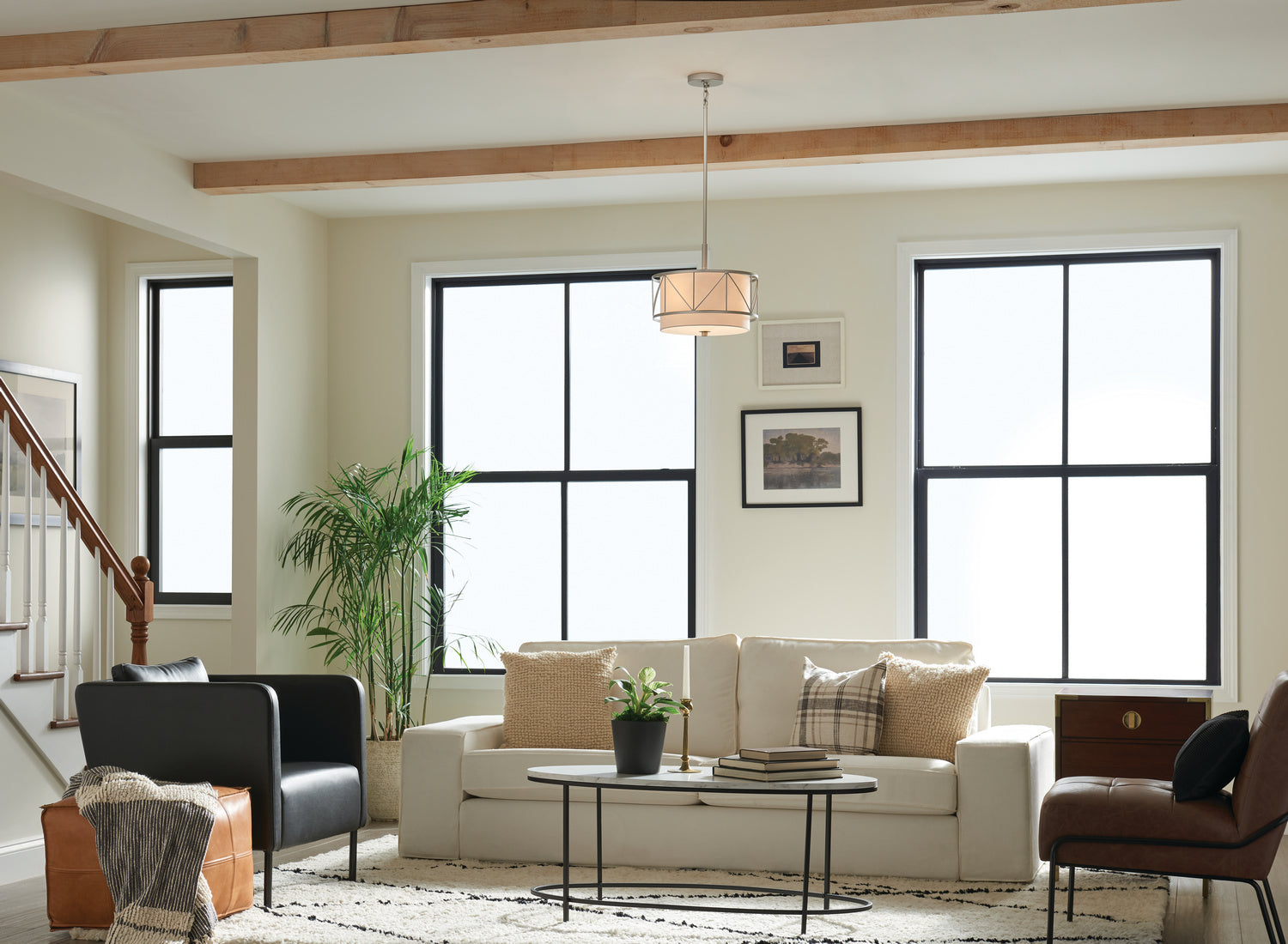 KICHLER 52074SN Birkleigh 14" 3 Light Pendant/Semi Flush Satin Nickel