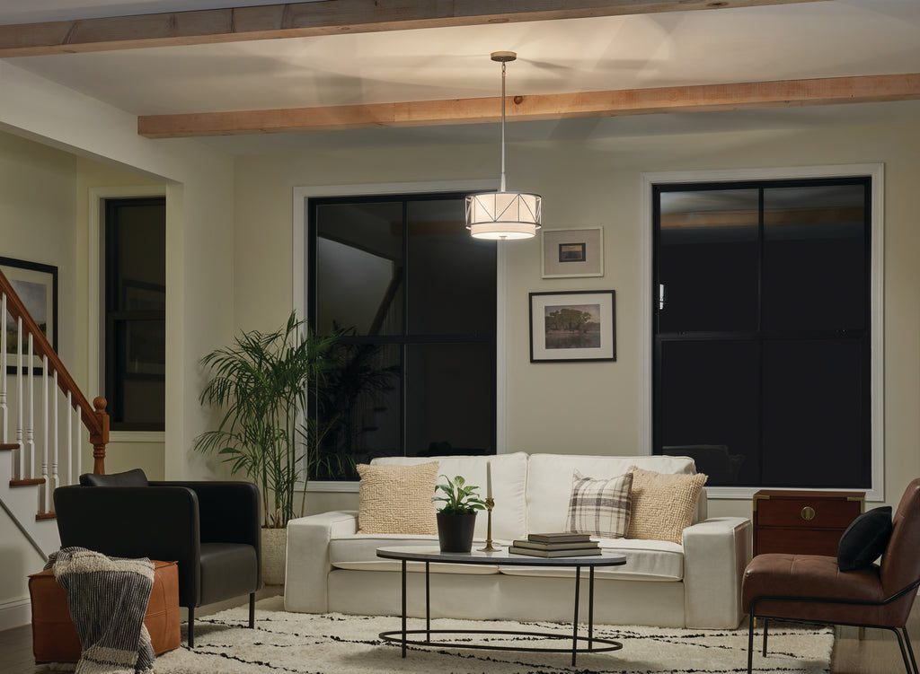 KICHLER 52074SN Birkleigh 14" 3 Light Pendant/Semi Flush Satin Nickel