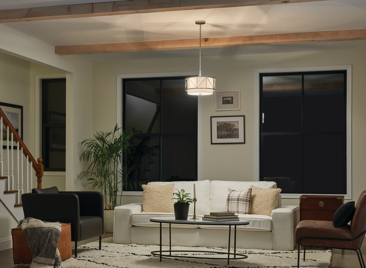 KICHLER 52074SN Birkleigh 14" 3 Light Pendant/Semi Flush Satin Nickel