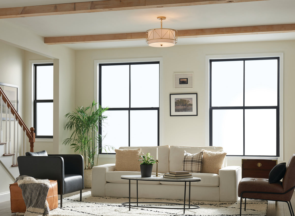 KICHLER 52075CLG Birkleigh 18" 3 Light Pendant/Semi Flush Classic Gold