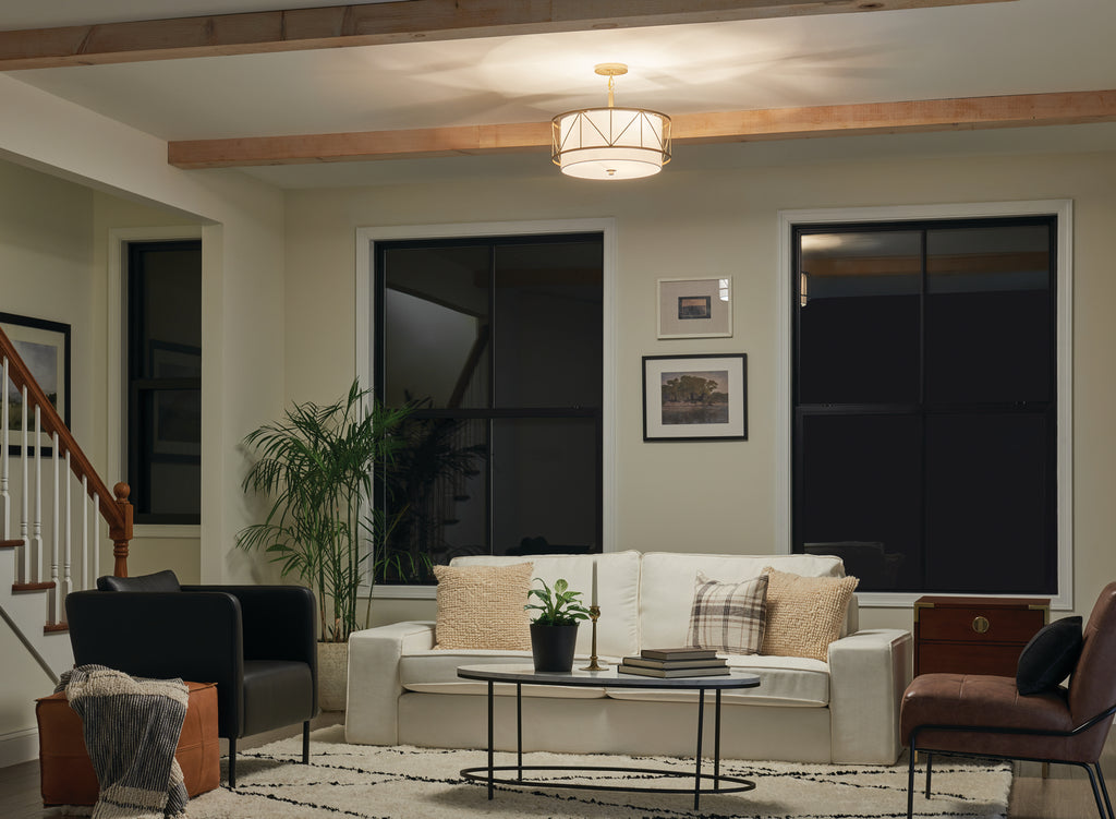 KICHLER 52075CLG Birkleigh 18" 3 Light Pendant/Semi Flush Classic Gold