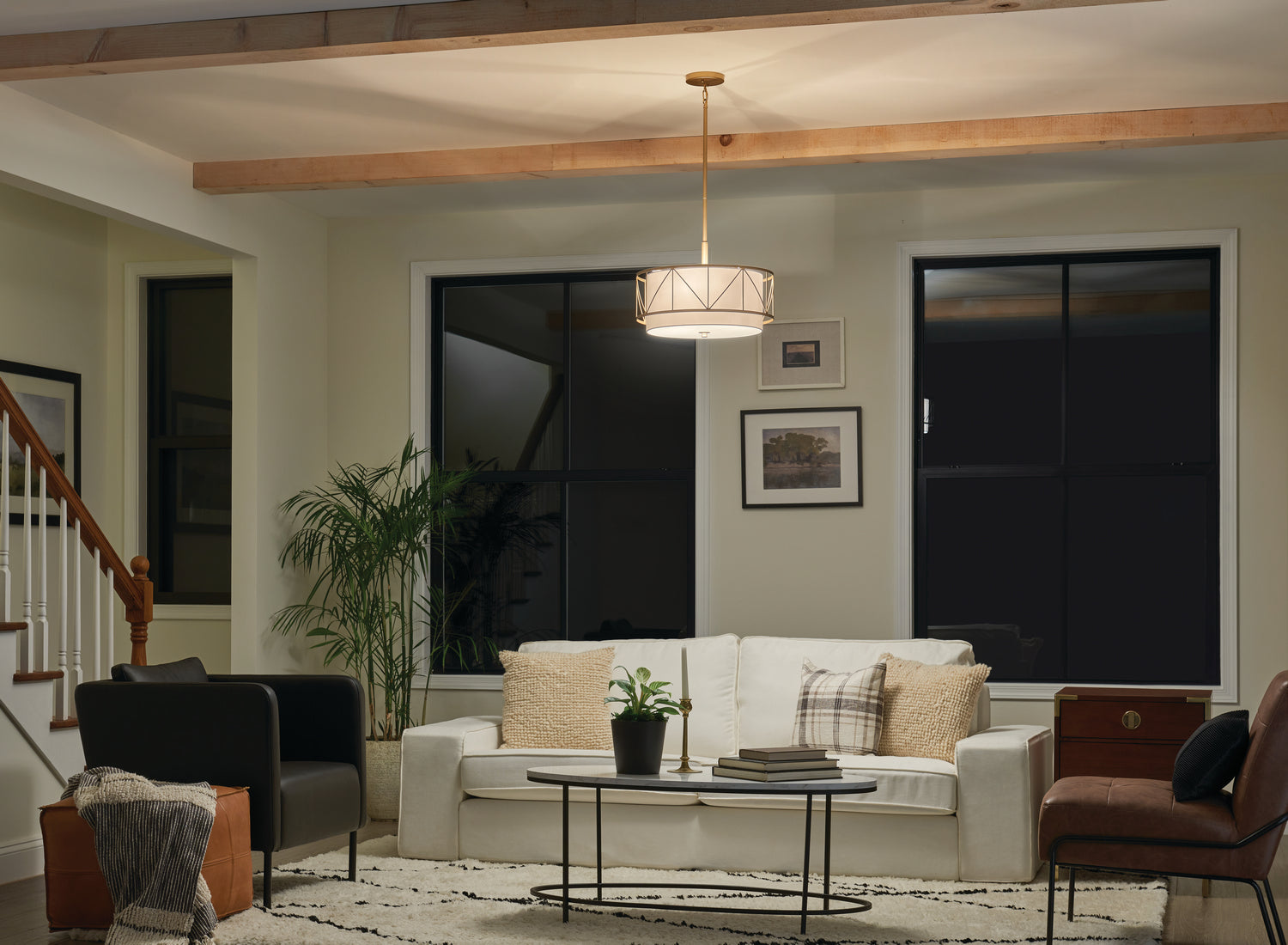 KICHLER 52075CLG Birkleigh 18" 3 Light Pendant/Semi Flush Classic Gold