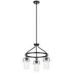 KICHLER 52377BK Everett 22.5 Inch 3 Light Round Chandelier with Clear Glass in Black