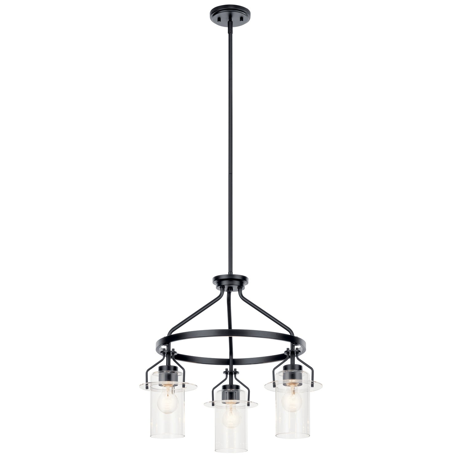 KICHLER 52377BK Everett 22.5 Inch 3 Light Round Chandelier with Clear Glass in Black