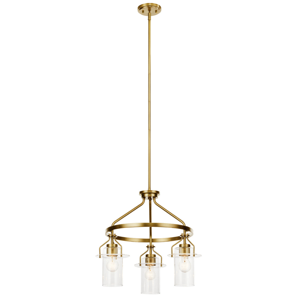 KICHLER 52377NBR Everett 22.5 Inch 3 Light Round Chandelier with Clear Glass in Polished Nickel