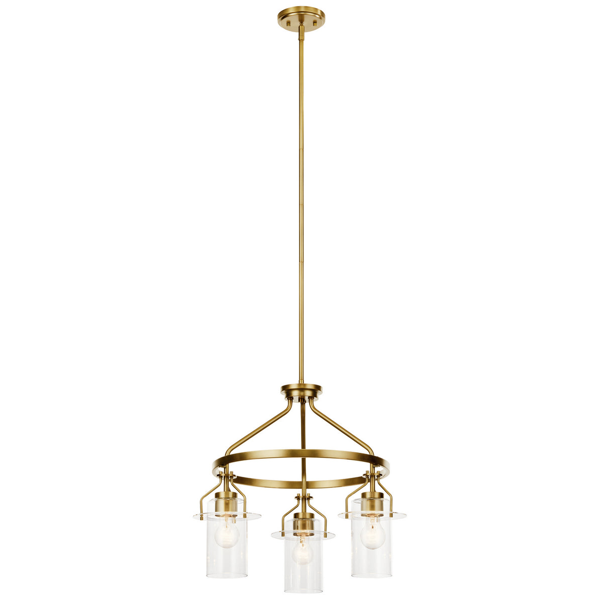 KICHLER 52377NBR Everett 22.5 Inch 3 Light Round Chandelier with Clear Glass in Polished Nickel