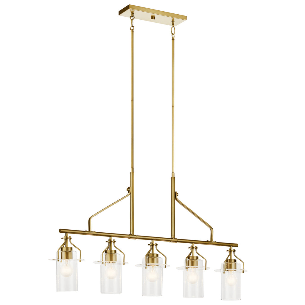 KICHLER 52379NBR Everett 42 Inch 5 Light Linear Chandelier with Clear Glass in Polished Nickel