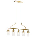 KICHLER 52379NBR Everett 42 Inch 5 Light Linear Chandelier with Clear Glass in Polished Nickel