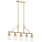 KICHLER 52379NBR Everett 42 Inch 5 Light Linear Chandelier with Clear Glass in Polished Nickel