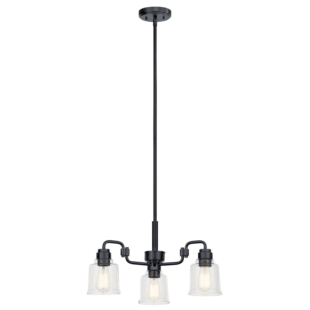 KICHLER 52397BK Aivian 23" 3 Light Chandelier With Clear Glass Black