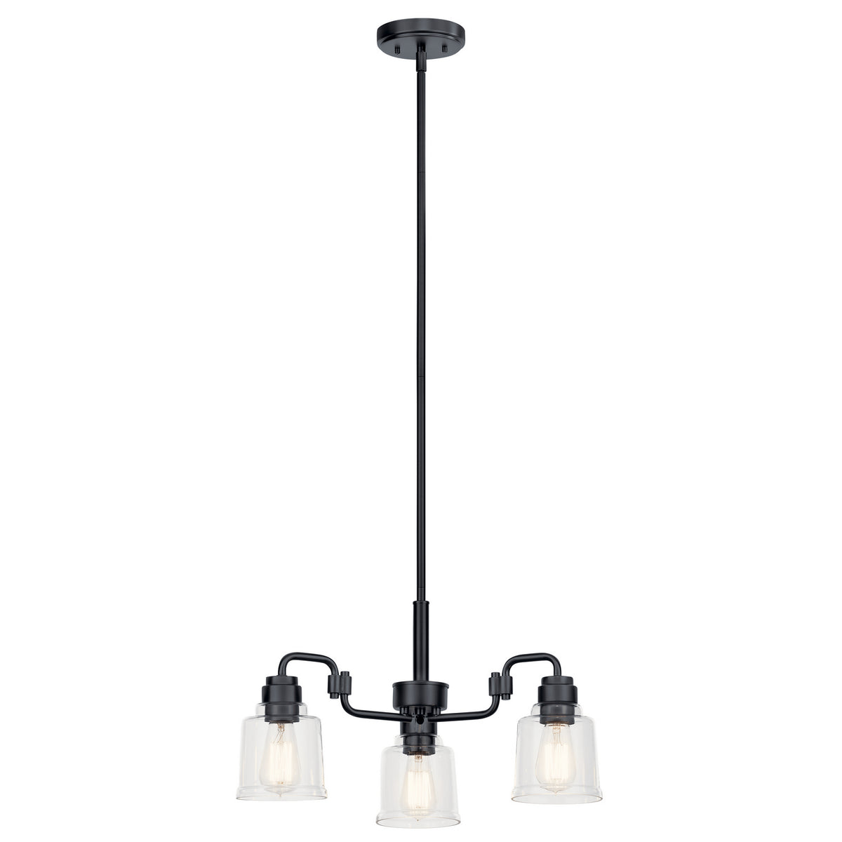 KICHLER 52397BK Aivian 23" 3 Light Chandelier With Clear Glass Black