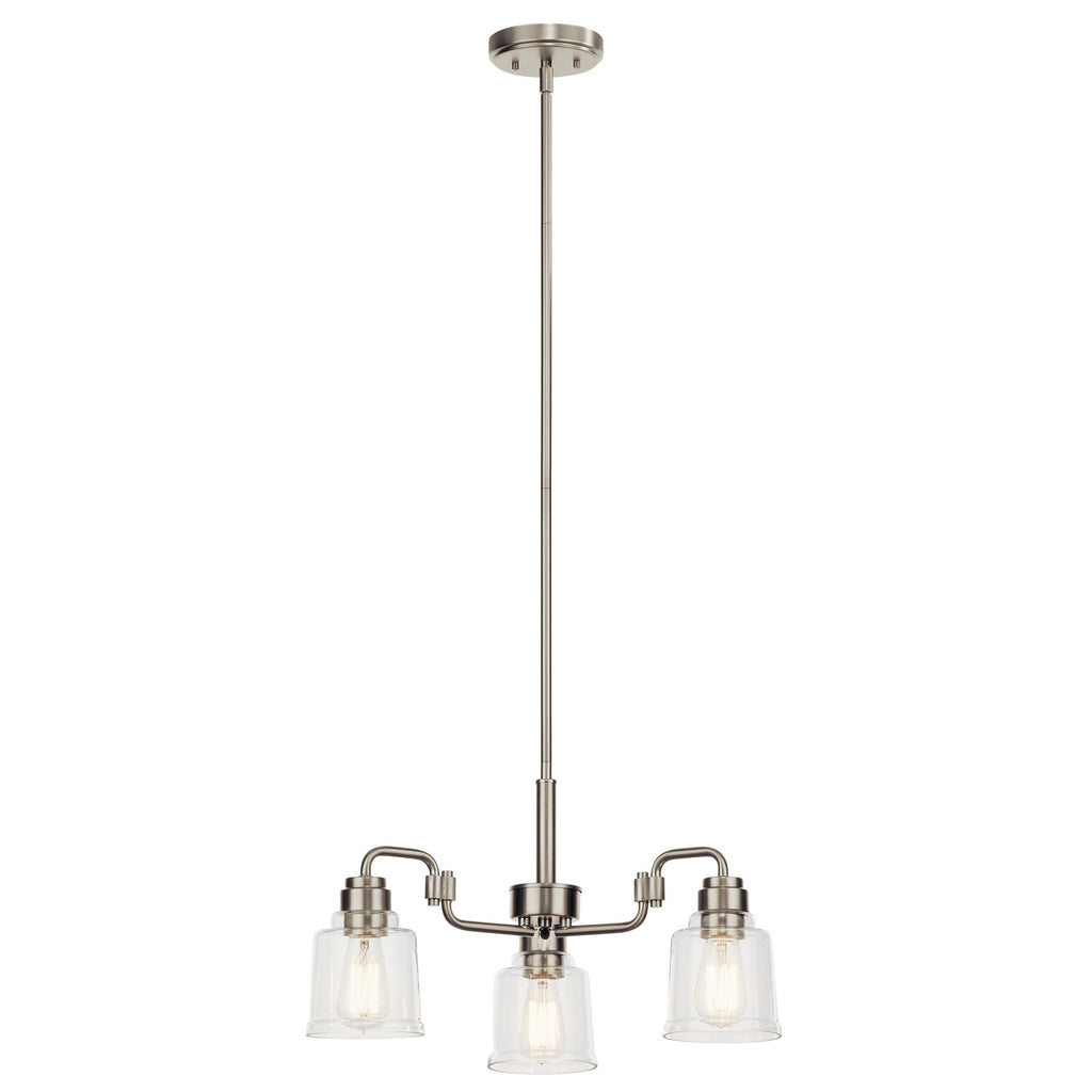 KICHLER 52397NI Aivian 23" 3 Light Chandelier With Clear Glass Black
