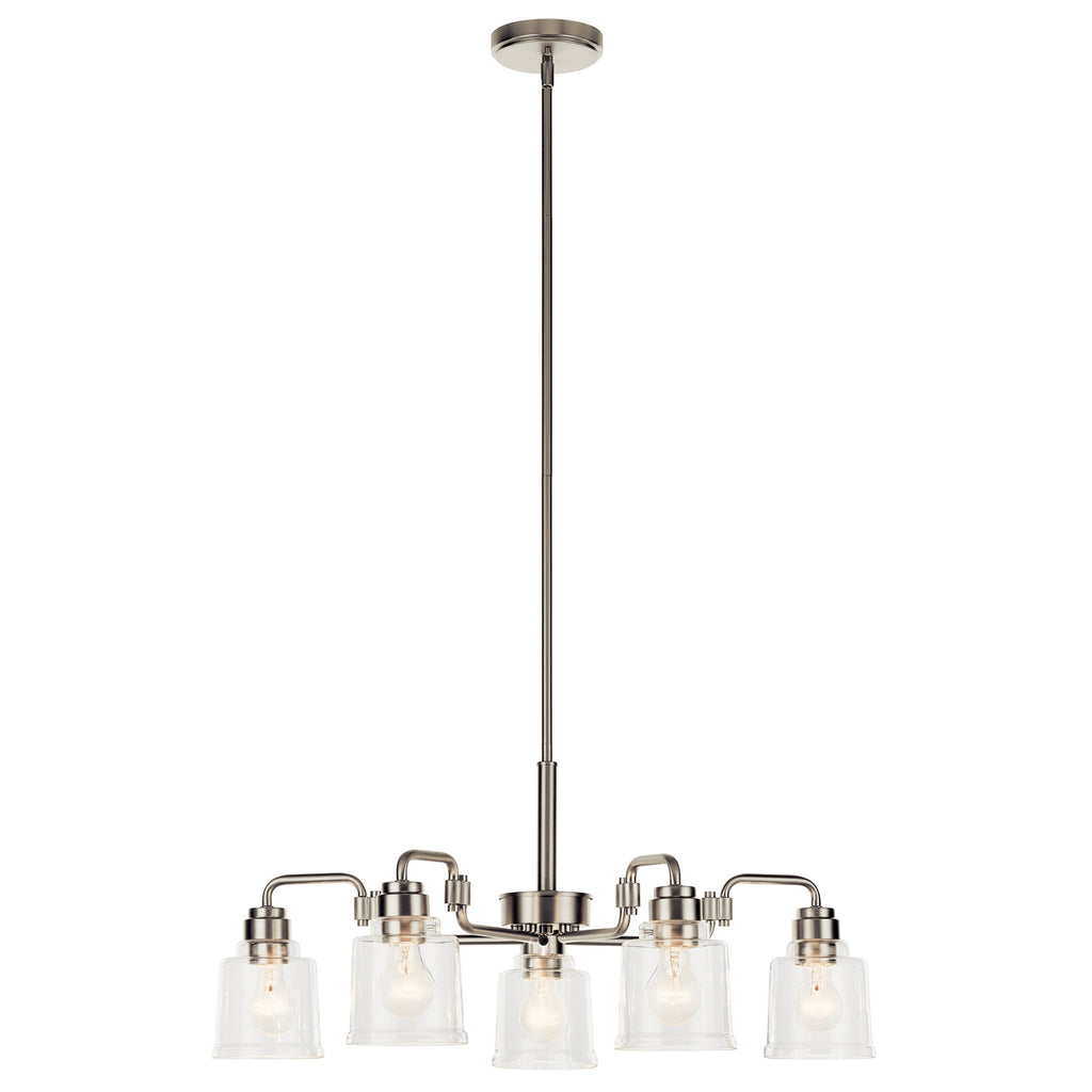 KICHLER 52398NI Aivian 30" 5 Light Chandelier With Clear Glass Brushed Nickel