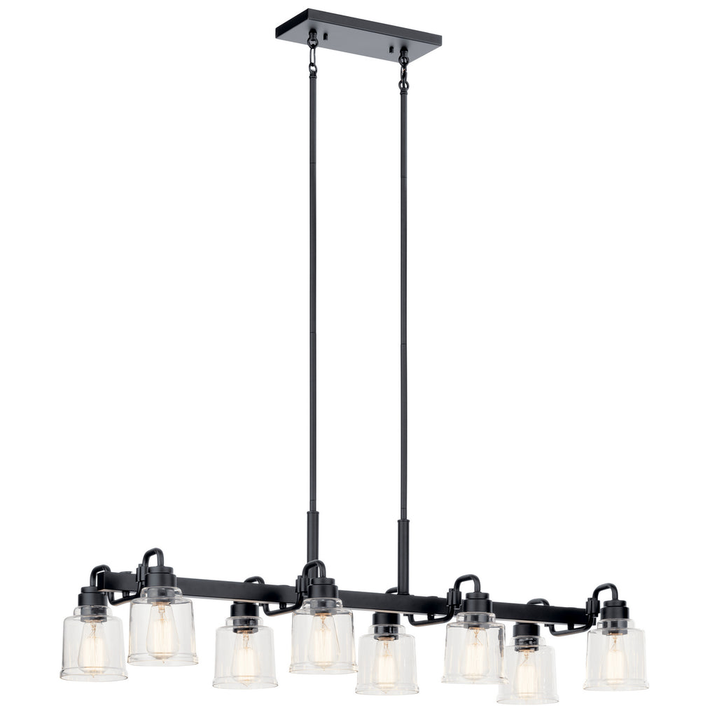 KICHLER 52400BK Aivian 42" 8 Light Linear Chandelier With Clear Glass Black