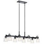 KICHLER 52400BK Aivian 42" 8 Light Linear Chandelier With Clear Glass Black