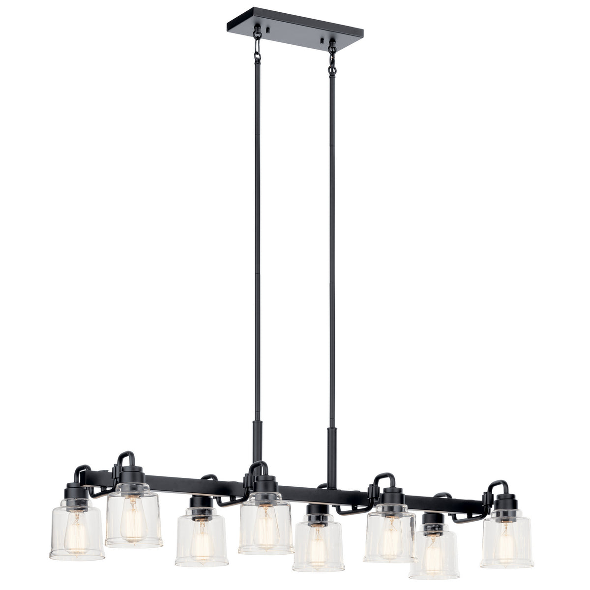 KICHLER 52400BK Aivian 42" 8 Light Linear Chandelier With Clear Glass Black