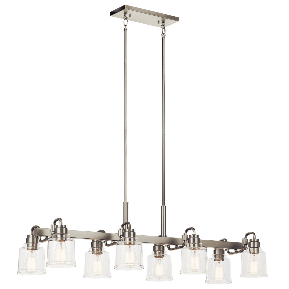 KICHLER 52400NI Aivian 42" 8 Light Linear Chandelier With Clear Glass Brushed Nickel