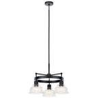 KICHLER 52402BK Eastmont 3 Light Chandelier With Clear Glass Black And Walnut Wood