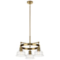 KICHLER 52402BNB Eastmont 3 Light Chandelier With Clear Glass Brushed Natural Brass And Walnut Wood