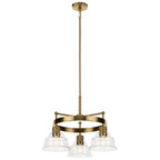 KICHLER 52402BNB Eastmont 3 Light Chandelier With Clear Glass Brushed Natural Brass And Walnut Wood