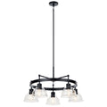 KICHLER 52403BK Eastmont 5 Light Chandelier With Clear Glass Black And Walnut Wood