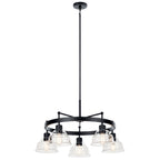 KICHLER 52403BK Eastmont 5 Light Chandelier With Clear Glass Black And Walnut Wood