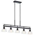 KICHLER 52404BK Eastmont 5 Light Linear Chandelier With Clear Glass Black And Walnut Wood