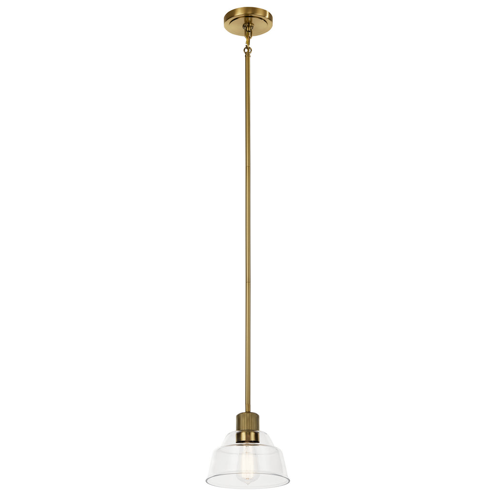 KICHLER 52405BNB Eastmont 1 Light Mini Pendant With Clear Glass Brushed Natural Brass