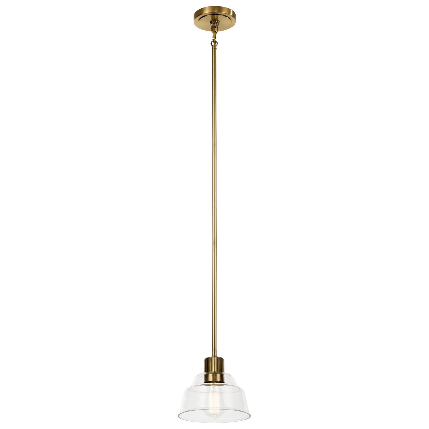 KICHLER 52405BNB Eastmont 1 Light Mini Pendant With Clear Glass Brushed Natural Brass
