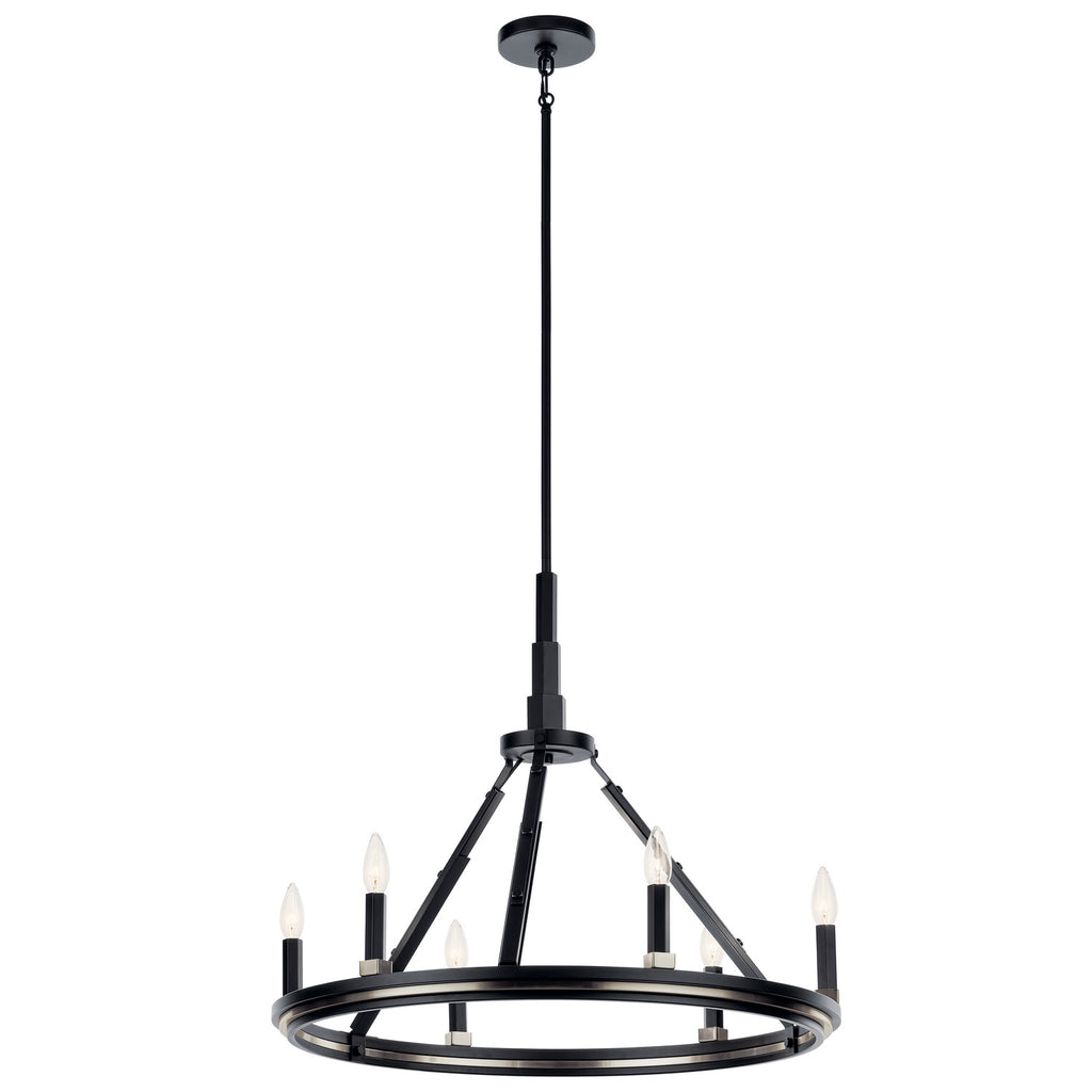 KICHLER 52420BK Emmala 24 Inch 6 Light Chandelier In Brushed Nickel And Black