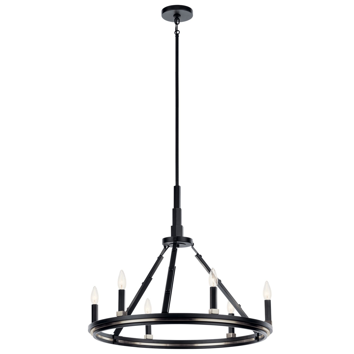 KICHLER 52420BK Emmala 24 Inch 6 Light Chandelier In Brushed Nickel And Black