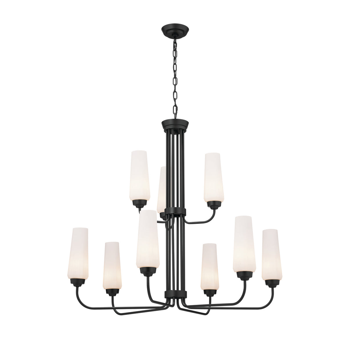 KICHLER 52482BK Truby 34" 9 Light 2-Tier Chandelier Black