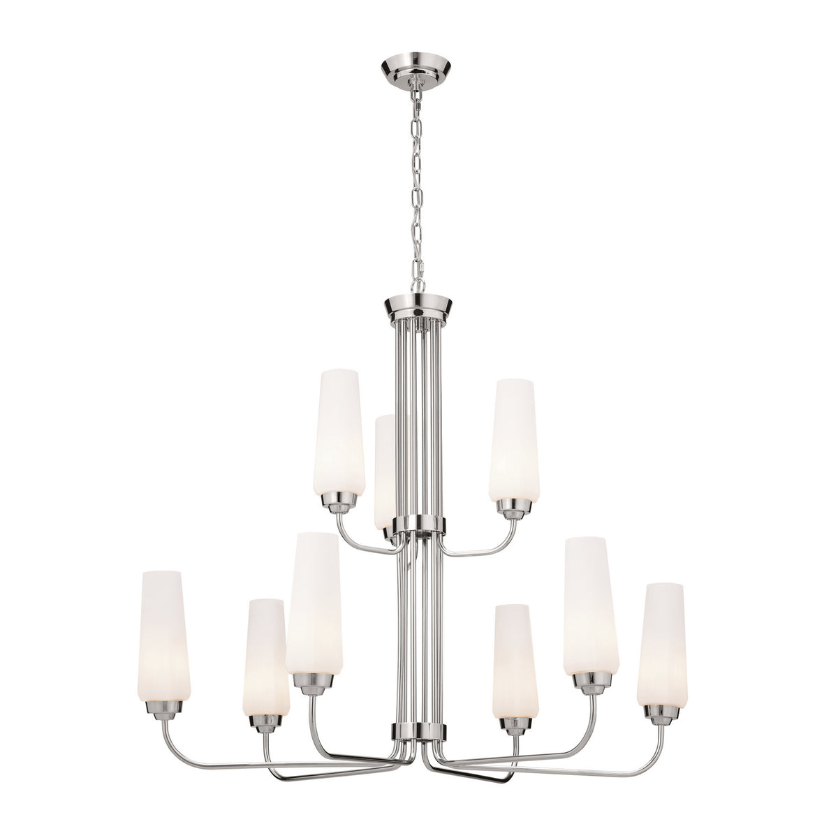 KICHLER 52482PN Truby 34" 9 Light 2-Tier Chandelier Polished Nickel