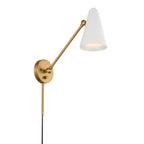 KICHLER 52485NBRW Sylvia 1 Arm Wall Sconce Natural Brass With White Shade