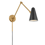 KICHLER 52486NBRB Sylvia 2 Arm Wall Sconce Natural Brass With Black Shade