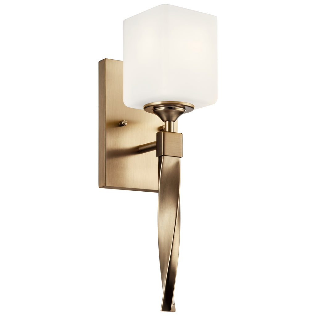 KICHLER 55000CPZ Marette 5" 1 Light Wall Sconce With Satin Etched Cased Opal Glass In Black