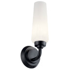 KICHLER 55073BK Truby 11.5" 1 Light Wall Sconce With Satin Etched Cased Opal Glass Polished Nickel