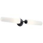 KICHLER 55075BK Truby 24.75" 2 Light Vanity Light With Satin Etched Cased Opal Glass Polished Nickel