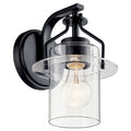 KICHLER 55077BK Everett 9.25 Inch 1 Light Wall Sconce with Clear Glass in Black