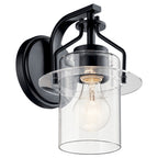 KICHLER 55077BK Everett 9.25 Inch 1 Light Wall Sconce with Clear Glass in Black