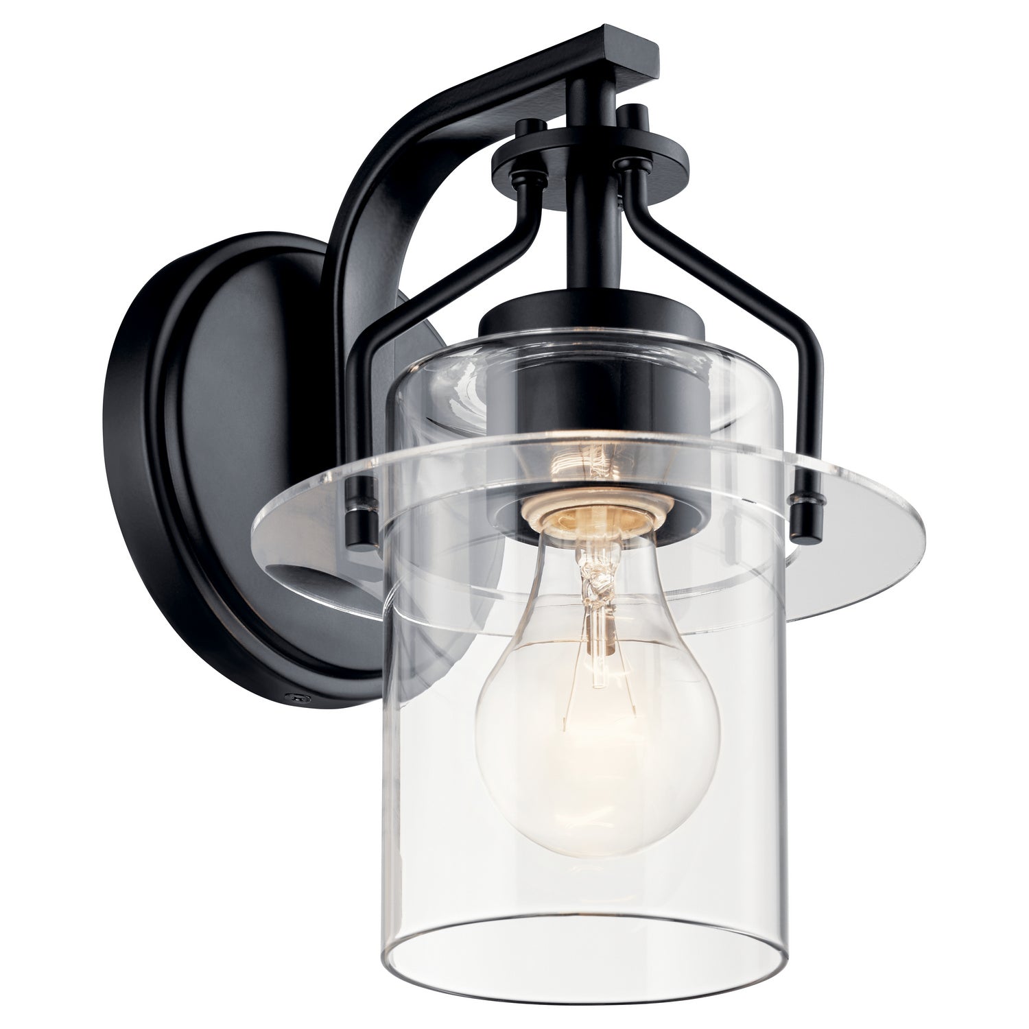 KICHLER 55077BK Everett 9.25 Inch 1 Light Wall Sconce with Clear Glass in Black